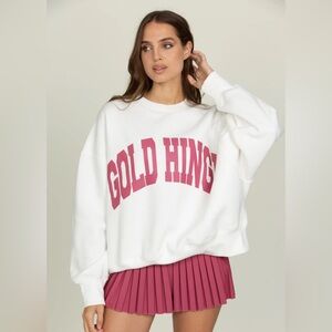 Gold Hinge Heather White Raspberry GH Wide Arm Sweatshirt Women's Size XS